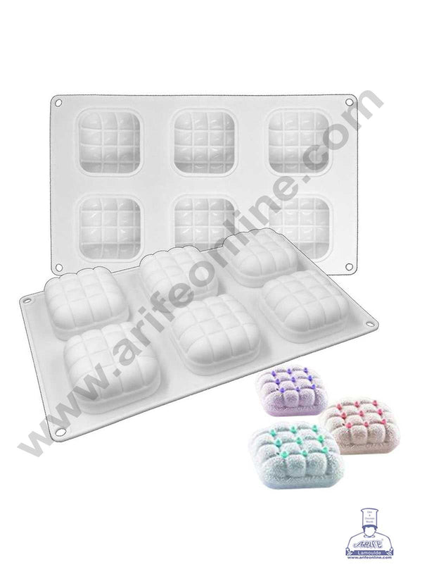 CAKE DECOR™ 6 Cavity Pillow Shape Silicone moulds for Soaps, Chocolate Jelly Desserts All Purpose Baking Mould