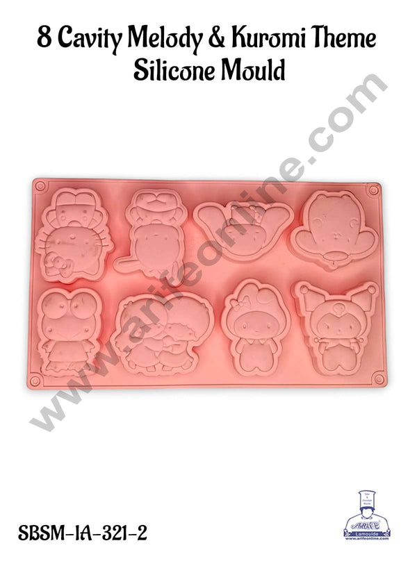 CAKE DECOR™ 8 Cavity Melody & Kuromi Theme Silicone Mould | Jelly & Soap Mould | Baking Mould - SBSM-IA-321-2