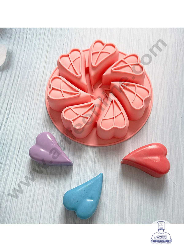 CAKE DECOR™ 3D Round 7 Cavity Heart Shape Petal Flower Silicone Mould for Soap Making, Scone, Jelly Dessert Mould