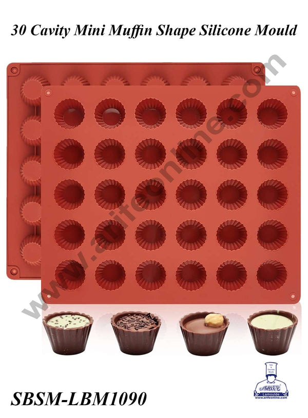CAKE DECOR™ 30 Cavity Mini Muffin Shape Silicone Mould | Muffin Mould - (SBSM-LBM1090)