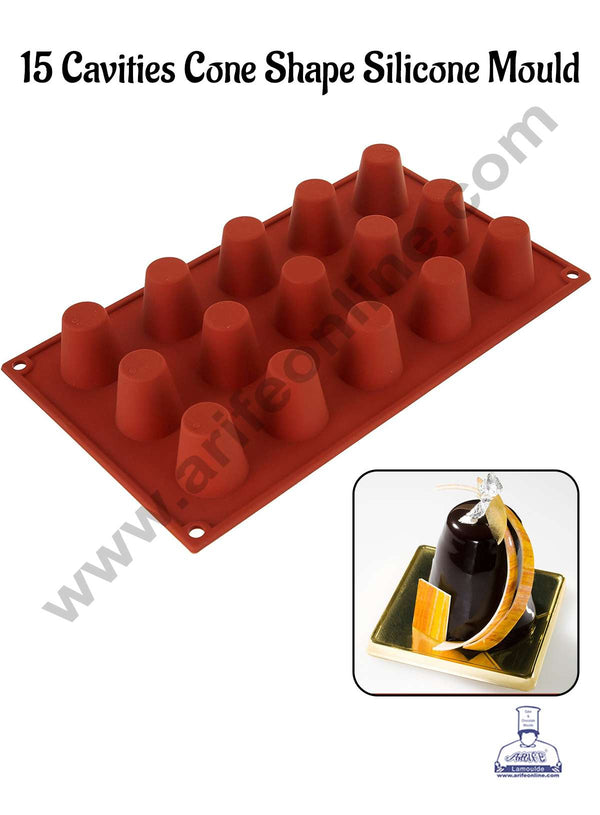 CAKE DECOR™ 15 Cavities Cone Shape Silicone Mould | Jelly & Soap Mould | Baking Mould - SBSM-ck2-8081