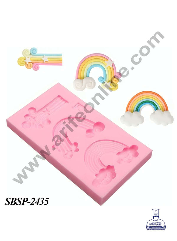 CAKE DECOR™ 3 Cavity Mix Rainbow Silicone Fondant mould | Cake Decoration - (SBSP-2435)