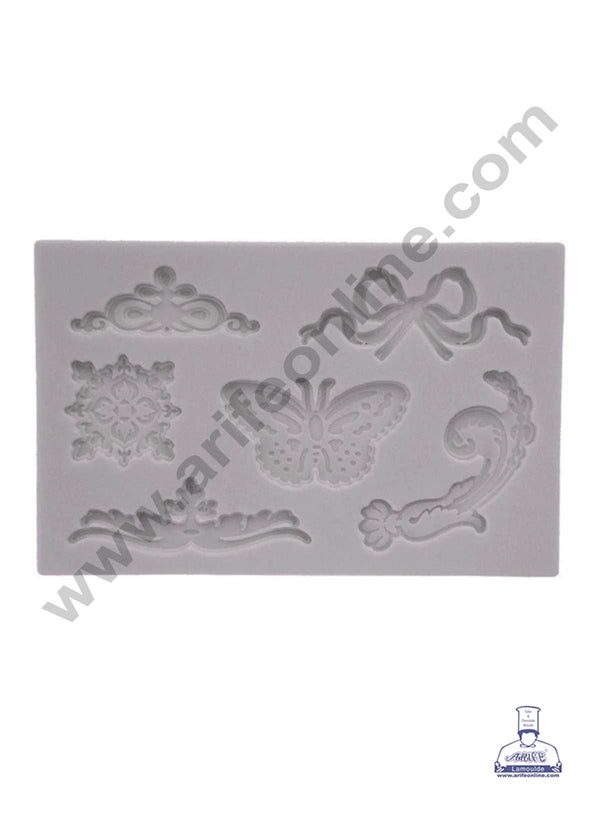 CAKE DECOR™ 6 Cavity Mix Butterfly Tiara Bow Fondant Clay Marzipan Cake Decoration Mould SBSP-B684