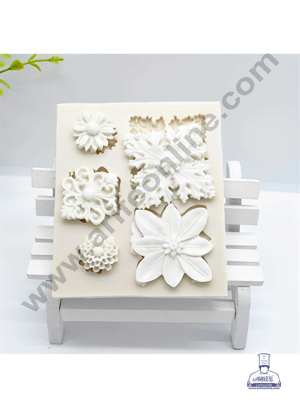CAKE DECOR™ 5 Cavity 3D Mix Flower Fondant Clay Marzipan Cake Decoration Mould SBSP-B743