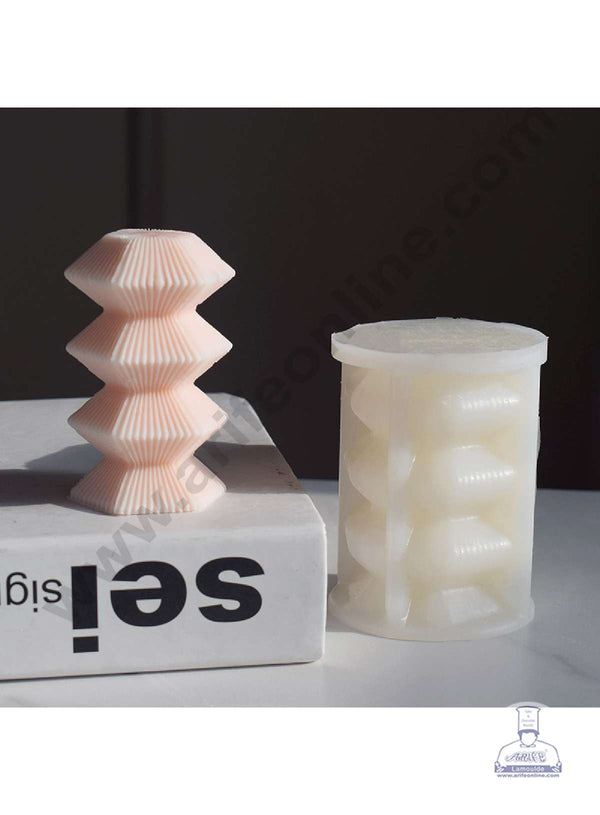 CAKE DECOR™ 3D Silicon 1 Cavity Mashroom Tower Ribbed Pillar Silicon Candle Mould, Silicon Soap Mould, Handmade Soap Candy Making SBSP-DYF7008
