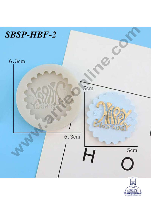CAKE DECOR™ Fancy Happy Birthday Style 02 Silicone Fondant Mould for Cake Decorations (SBSP-HBF-2)