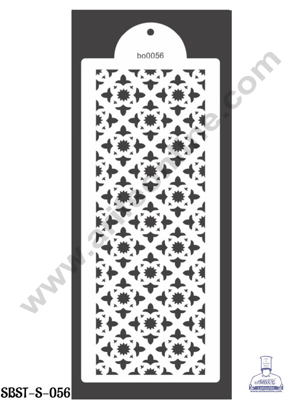 CAKE DECOR™ Small Wedding Cake Stencil, Cake Border Side Decoration Tool Square Flower Design  (SBST-S-056)