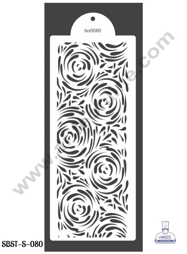 CAKE DECOR™ Small Wedding Cake Stencil, Cake Border Side Decoration Tool Rose Design  (SBST-S-080)