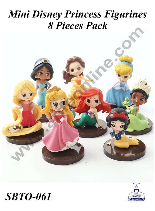 CAKE DECOR™ 8 Pcs Mini Disney Princess Doll Cake Toy Topper | Decorations Figurines - (SBTO-061)