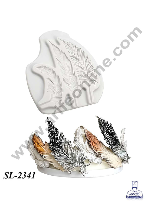 CAKE DECOR™ 3 Cavity Feather Shape Silicone Fondant Mould for Cake Decorations (SBSP-SL-2341)