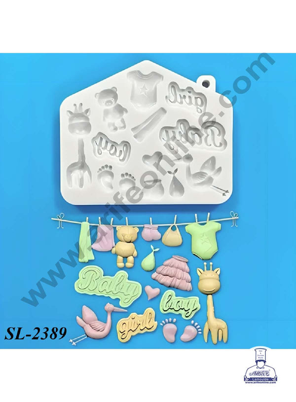 CAKE DECOR™ 13 Cavity Baby Theme Silicone Fondant Mould for Cake Decorations (SBSP-SL-2389)