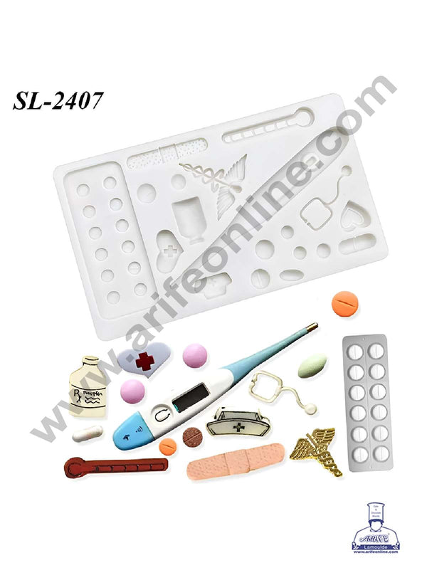 CAKE DECOR™ 19 Cavity Medical Theme Silicone Fondant Mould for Cake Decorations (SBSP-SL-2407)