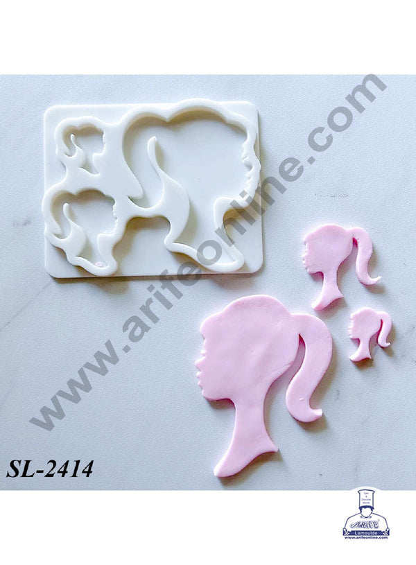 CAKE DECOR™ 3 Cavity Barbie Theme Silicone Fondant Mould for Cake Decorations (SBSP-SL-2414)