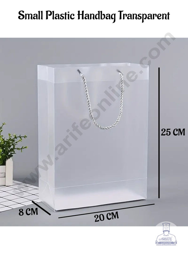 CAKE DECOR™ Small Plastic Transparent Handbag - 1 Piece | Gift Box | Gift Bag with Handle