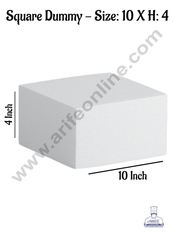 CAKE DECOR™ 1 Pc 10 Inch Square Cake Dummy - Size  10 x H 4