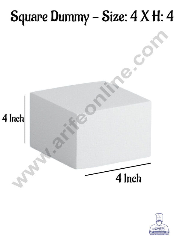 CAKE DECOR™ 1 Pc 4 Inch Square Cake Dummy - Size  4 x H 4