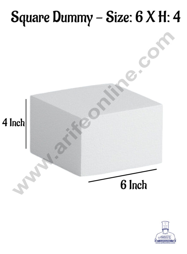 CAKE DECOR™ 1 Pc 6 Inch Square Cake Dummy - Size  6 x H 4