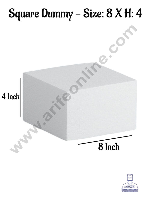 CAKE DECOR™ 1 Pc 8 Inch Square Cake Dummy - Size  8 x H 4