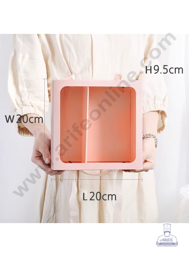 Partition Ribbon Home Square Peach Sliding Hamper Box With Partition & Ribbons For ...
