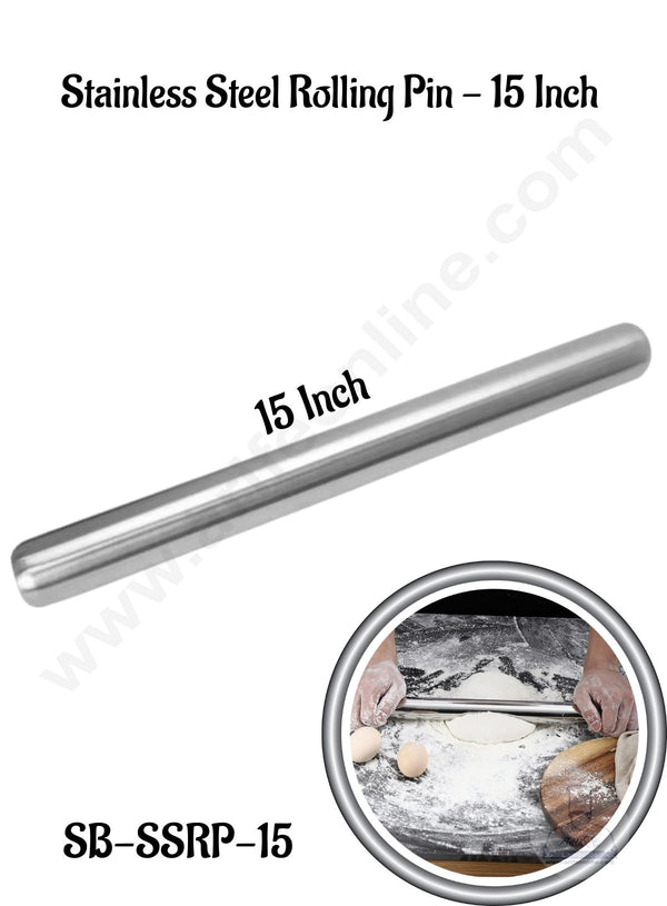 CAKE DECOR™  Adjustable Stainless Steel Rolling Pin | 15 Inch | SB-SSRP-15 | 1 Piece