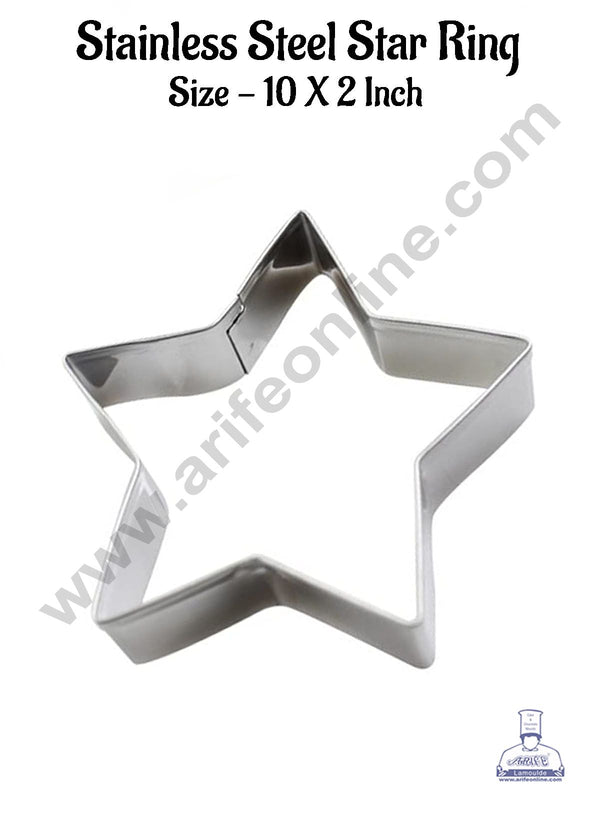 CAKE DECOR™ Star Cake Ring and Burger Ring Stainless Steel Heavy Ring (10 inch Diameter X 2 inch Height )