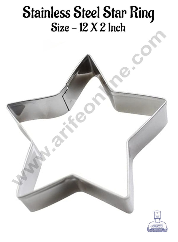 CAKE DECOR™ Star Cake Ring and Burger Ring Stainless Steel Heavy Ring (12 inch Diameter X 2 inch Height )