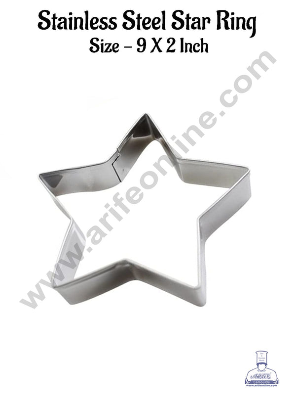 CAKE DECOR™ Star Cake Ring and Burger Ring Stainless Steel Heavy Ring (9 inch Diameter X 2 inch Height )