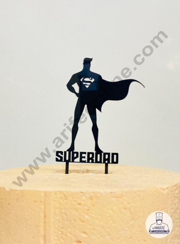 CAKE DECOR™ Black Acrylic Superman Theme Cake Topper And Dessert Decoration ( SBMT-1219)