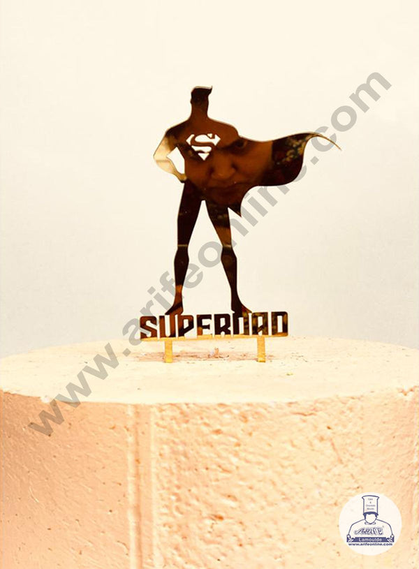 CAKE DECOR™ Golden Acrylic Superman Theme Cake Topper And Dessert Decoration ( SBMT-1220)