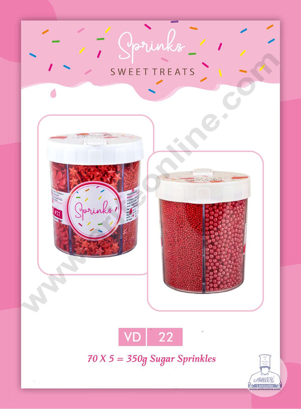 CAKE DECOR™ 5 in 1 Jar Valentine's Theme Sprinkle Sugar Candy ( VD-22 )