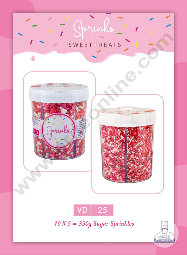 CAKE DECOR™ 5 in 1 Jar Valentine's Theme Sprinkle Sugar Candy ( VD-25 )