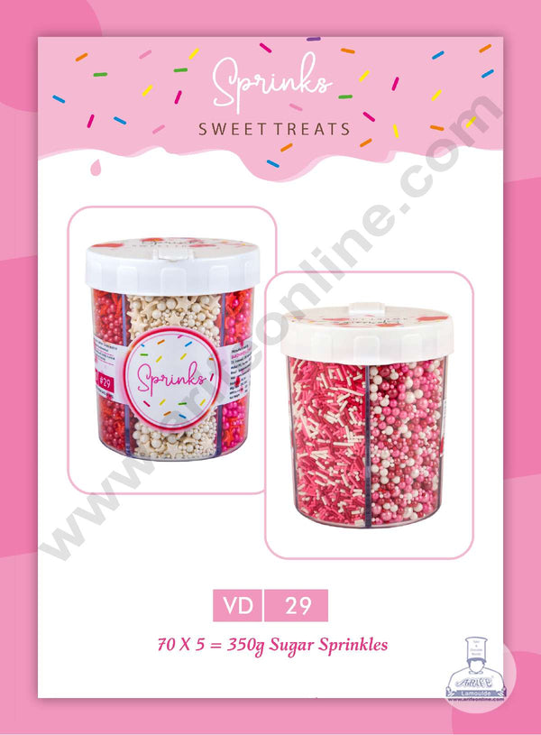 CAKE DECOR™ 5 in 1 Jar Valentine's Theme Sprinkle Sugar Candy ( VD-29 )