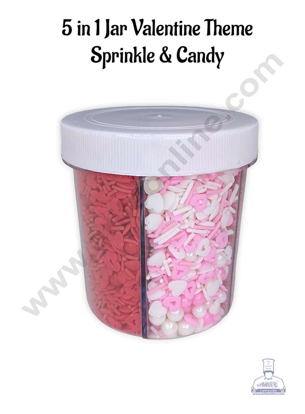 CAKE DECOR™ 5 in 1 Jar Valentine Theme Sprinkle & Candy