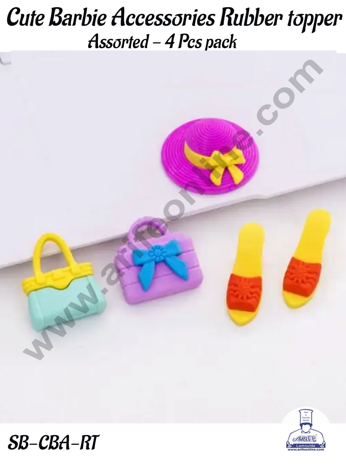 CAKE DECOR™ Cute Barbie Accessories Rubber topper - 4 Pcs Pack (Assort ...