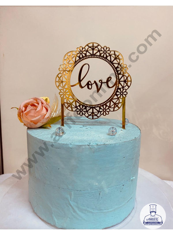 CAKE DECOR™5 inch Acrylic Love in Floral Theme Round Frame Cake Topper And Dessert Decoration (SBMT-1210)