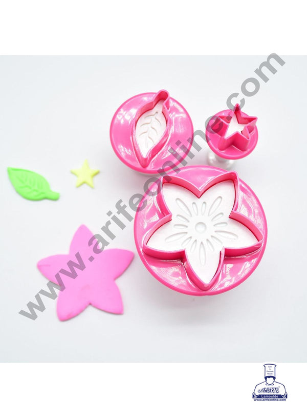 CAKE DECOR™ 3 pcs Star Flower Leaf Plunger Cutter Fondant Tool