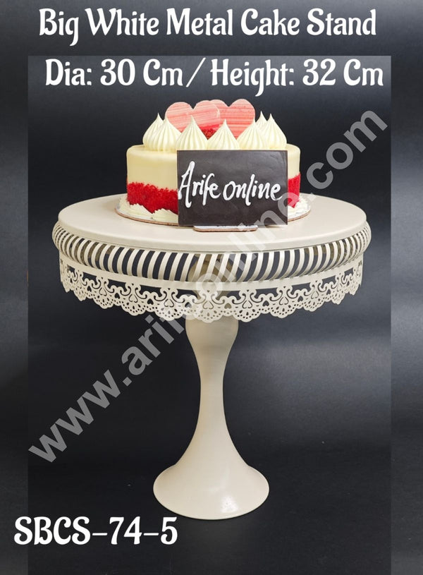 CAKE DECOR™ Big White Metal Cake Stand  | Dessert Stand | Cupcake Stand