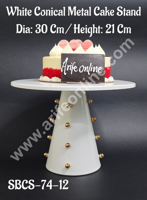 CAKE DECOR™ White Conical Metal Cake Stand  | Dessert Stand | Cupcake Stand