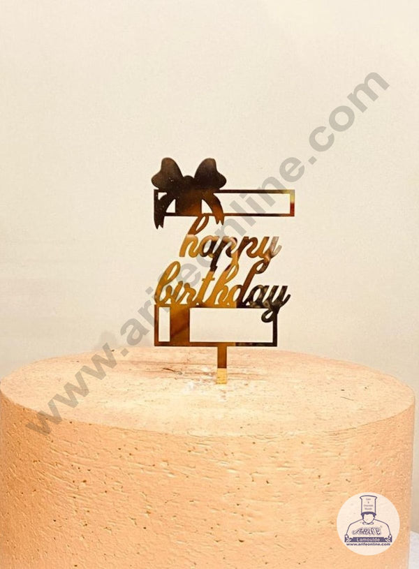 CAKE DECOR™ 5 inch Acrylic Happy Birthday Cake Topper with Gift Cut Out Cake Decoration Dessert Decoration