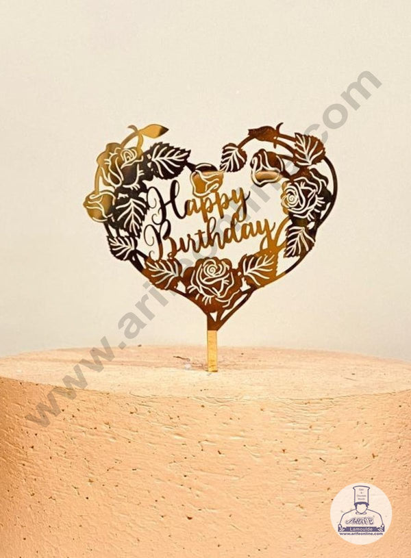 CAKE DECOR™ 5 inch Acrylic Happy Birthday Heart Cut-Out  Cake Topper Cake Decoration Dessert Decoration