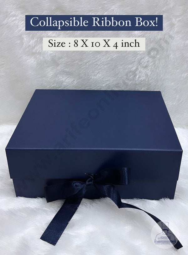 CAKE DECOR™ Royal Blue Color Folding Hard Hamper Box with ribbon | 8X10X4 Inch | Gift Box | Present Box - 1 Pc |  (SBBX-HFFB-D18)