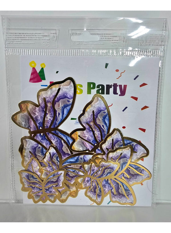 CAKE DECOR™ 10 Pcs Premium Purple-Blue Butterfly Paper Topper For Cake And Cupcake Decoration