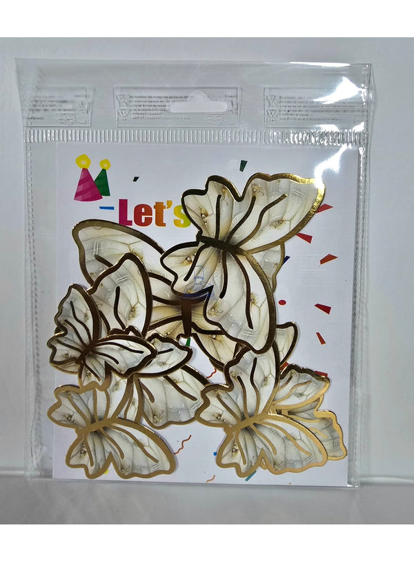 CAKE DECOR™ 10 Pcs Premium Pale Cream Butterfly Paper Topper For Cake And Cupcake Decoration