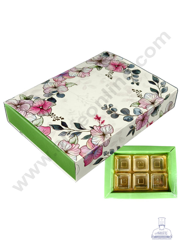 CAKE DECOR™ 6 Cavity White Spring Chocolate Box with Sliding Cover Cavity (6 X 2)