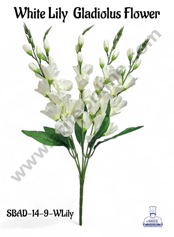 White Lily Gladiolus Artificial Flower bunch For Cake Decoration – ( 1 Bunch ) Cake Decor™