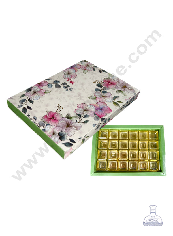 CAKE DECOR™ 24 Cavity White Spring Chocolate Box with Sliding Cover Cavity (6X4)