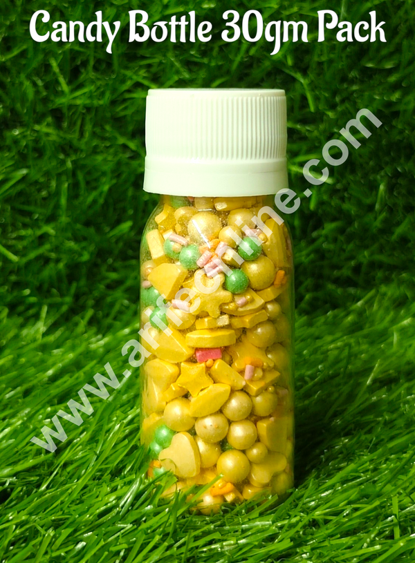 CAKE DECOR™ Sugar Candy - Light Yellow Snowflake And Pink Star Mashup Sprinkles and Candy- 30 gm