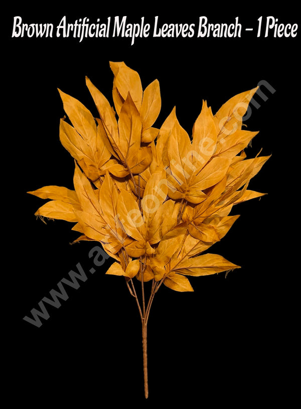 CAKE DECOR™ Brown Artificial Maple Leaves Branch for Decoration – 1 Piece