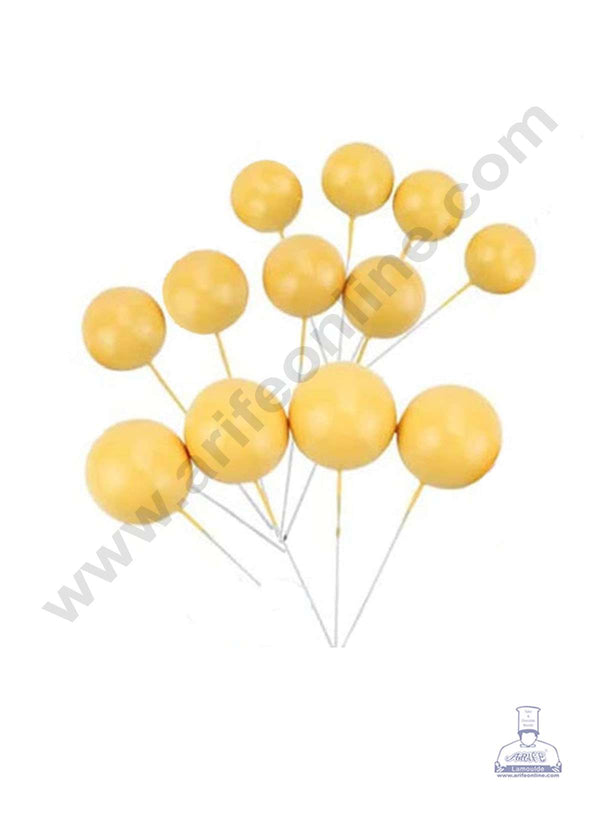 CAKE DECOR™ Mustard Yellow Faux Balls Topper For Cake and Cupcake Decoration - 20 pcs Pack (SB-MustardYellowBall-20)