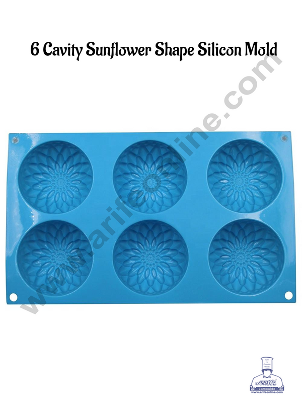 CAKE DECOR™ 6 Cavity Sunflower Shape Silicone Reusable Chocolate Mould Tray (SBSM-SunF)